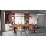 Lotus Doğal Ahşap Yemek Masası 220X100x76cm lama ayak acık ceviz,masif,8 kişilik,doğal ağaç