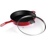 Lotus Döküm 28 cm Yuvarlak Cam Kapaklı Düz Tava Degrade Bordo