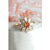 Lotus Gümüş 14k Rose Gold Kaplama Güz Nergisi Çiçeği Zirkon Taşlı Yüzük