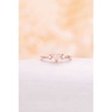 Lotus Gümüş Kadın Kalp Zirkon Taşlı 14k Rose Gold Kaplama Ayarlanabilir Ölçü Yüzük