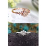 LOTUS GÜMÜŞ Kar Tanesi Set 2li 14 K Rose Altın Kaplama Yüzük