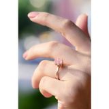 Lotus Gümüş Lotus Çiçeği Pembe Zirkon Taşlı 14k Rose Altın Kaplama Yüzük