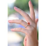 Lotus Gümüş Lotus Çiçeği Turuncu Zirkon Taşlı 14k Rose Altın Kaplama Yüzük