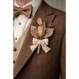 Lotus Hediye BEJ-KAHVERENGİ DAMAT YAKA ÇİÇEĞİ ,SADIÇ YAKA İĞNESİ