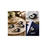 Lotus Hediye Beyaz Deniz Lavantalı Damat Sadıç Yaka çiçeği Yaka İğnesi