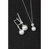 LOTUS JW İNCİ KOLYE VE KÜPE SETİ | 925 Ayar Gümüş Set
