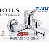 Lotus Klasik Banyo Bataryası Sabit Aç Kapa Sıcak Soğuk Paslanmaz Çelik Musluk 2 Yıl Garantili - Krom