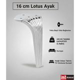 Lotus Koltuk Yatak Odası Tv Ünitesi Konsol ve Sehpa Ayağı 16 cm Krom. Gümüş