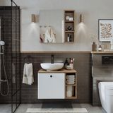 Lotus Lavabolu Mdf 65 Cm Banyo Dolabı + Aynalı Dolap Atlantik Çam - Beyaz