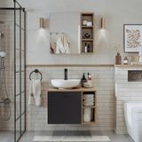 Lotus Lavabolu Mdf 65 Cm Banyo Dolabı + Aynalı Üst Dolap Atlantik Çam - Antrasit