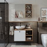 Lotus Lavabolu Mdf 75 Cm Çekmeceli Banyo Dolabı + Aynalı Üst Dlp Atlantik Çam - Beyaz