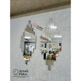 Lotus Lazer Tasarım 2 Parça 70X30 Mdf Üzeri lüks Aynalı 1. Sınıf Pleksi Tablo Seti Gümüş Renk | Cam Değil | Dekoratif Duvar Tablosu - 70x30 cm