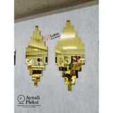 Lotus Lazer Tasarım LotusLazer Tasarım 2 Parça 70X30 Mdf üzeri Lüks Aynalı 1. Sınıf Pleksi Tablo Seti Gold Renk | Cam Değil | Dekoratif Duvar Tablosu - 70x30 cm