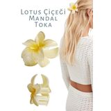 Lotus Mandal Sac Tokası Akrılık Parlak (Sarı Beyaz)
