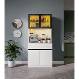 Lotus Mini Kahve Köşesi Komple MDF LED Aydınlatmalı Mutfak Dolabı