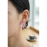 Lotus Model Pembe Renk Kristal Taşlı Kadın Küpe - Lisinya