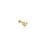 Lotus Model Taşlı Altın Tragus Piercing