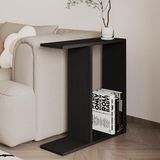 Lotus Modern Yan Sehpa – Kitaplıklı Ve Dekoratif Tasarım, Ahşap Siyah