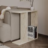 Lotus Modern Yan Sehpa – Kitaplıklı Ve Dekoratif Tasarım, Traverten Desen