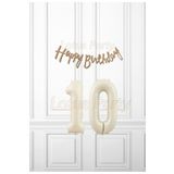 LOTUS PARTY 10 Yaş Kraft Happy Set - Kraft Happy Birthday Banner - Krem Renk Rakam Balon