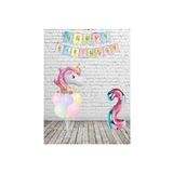 LOTUS PARTY 2 Yaş Unicorn Temalı Mini Doğum Günü Seti Unicorn Kafa Folyo Balon 7 li Balon Standı Rakam Folyo