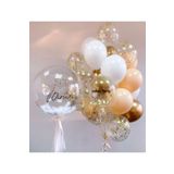 LOTUS PARTY 20 Adet - Metalik Beyaz - Somon - Krom Gold - Şeffaf Gold Pullu Balon Seti