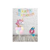 LOTUS PARTY 4 Yaş Unicorn Temalı Mini Doğum Günü Seti Unicorn Kafa Folyo Balon 7 li Balon Standı Rakam Folyo