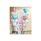 LOTUS PARTY 50 Adet Cinsiyet Belirleme Partisi Balon Seti ( Mavi - Pembe - Şeffaf Kutu - Kalp Folyo Balon )