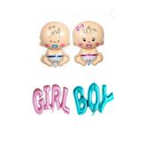 LOTUS PARTY Cinsiyet Belirleme Partisi - Girl - Boy Yazı Folyo Balon Ve Erkek Ile Kız Bebek Folyo Balon