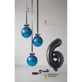 LOTUS PARTY Lacivert Set - Lacivert Küre Balon - Lacivert Rakam Balon - Küre Folyo Balon Lacivert Set 1 Yaş