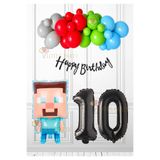 LOTUS PARTY Minecraft Parti Seti - Minecraft Folyo Balon - Rakam Balon Mavi Yeşil Gri Kırmızı Balon 1 Yaş