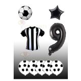 LOTUS PARTY Siyah Beyaz Futbol Temalı Doğum Günü Siyah Beyaz Forma Folyo Balon Top Folyo Balon 9 Yaş Folyo Balon