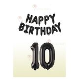 LOTUS PARTY Siyah Renk Happy Birthday Yazı Folyo Balon - Siyah Renk Rakam Balon 1 Yaş