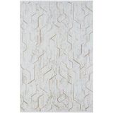 Lotus Plus 08581A Beyaz Halı Bej Abstract Detaylı Modern Ince Akrilik Tozuaz Salon Halısı Koridor Özel Ölçü Beyaz