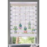Lotus Saksıda Sarkan Kaktüsler Zebra Stor Perde - Modern Mutfak Oturma Odası - Kaktüs - 140 x 200 cm - Beyaz