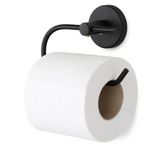 Lotus Siyah Açık Tuvalet Kağıtlığı, Yapışkanlı ve Vidalı Montajlı Tuvalet Kağıdı Askısı, Mat Siyah Statik Boyama, 35 mm Oval Bantlı Banyo Aksesuarı