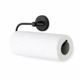 Lotus Siyah Kağıt Havluluk, Yapışkanlı ve Vidalı Montajlı Rulo Havlu Askısı, Mat Siyah Statik Boyama, 35 mm Oval Bantlı Mutfak ve Banyo Kağıt Havlu Tutucu