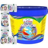 Lotus Tropikal Mix 3kg Kova, 4X100ML Spirulina Garlic Kutu Lepistes Melek Moli Canlı Doğuran Akvaryum Balık Yemi