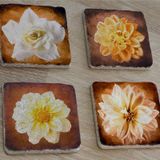 Lotus ve Gül Doğal Taş Bardak Altlığı 4'lü set - Natural Stone Coasters