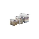 lotusbox BERT 3'lü Saklama Kabı Seti 5.5+10+20 Lt Şeffaf Kilitli Ev Mutfak Erzak ve Oyuncak Kutusu Organizer