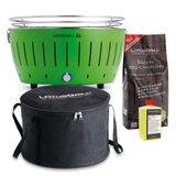LotusGrill XL Kömürlü Dumansız Mangal Limon Yeşili SET (Çanta + 2,5 KG Kömür + Yakıt Jeli)