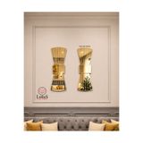 LotusLazer Tasarım 2'li Aynalı Pleksi Duvar Dekoru 70x30 cm Modern Salon Antre Duvar Süsü