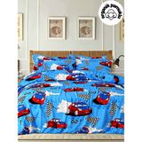 lotusline Araba Desenli Ranforce Tek Kişilik Nevresim Takımı - Mavi - 160 x 200 cm