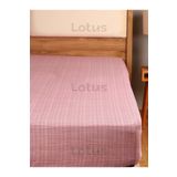 Lotusline Fırça Desen Ranforce Lastikli Fitted Çarşaf Takımı Tek Kişilik Yastıklı Pembe 120X200