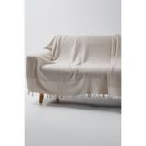 Lotusline Saçaklı Koltuk Örtüsü %100 Pamuk | Koltuk Şalı 170x310 Cm Kol Kapatan