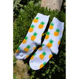 Lou Socks Unisex Ananas Desenli Beyaz Soket Çorap - 36 - 44