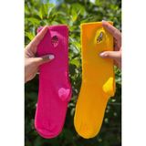 Lou Socks Unisex Çilek ve Muz Nakışlı 2'li Tenis Spor Çorap - 36 - 44 - Çok Renkli