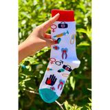 Lou Socks Unisex Doktor Hemşire Medikal Desenli Beyaz Soket Çorap - 36 - 44