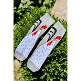 Lou Socks Unisex Gri Horoz Desenli Soket Çorap - 36 - 44