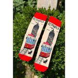 Lou Socks Unisex Istanbul Nostaljik Tramvay Desenli Krem Soket Çorap - 36 - 44